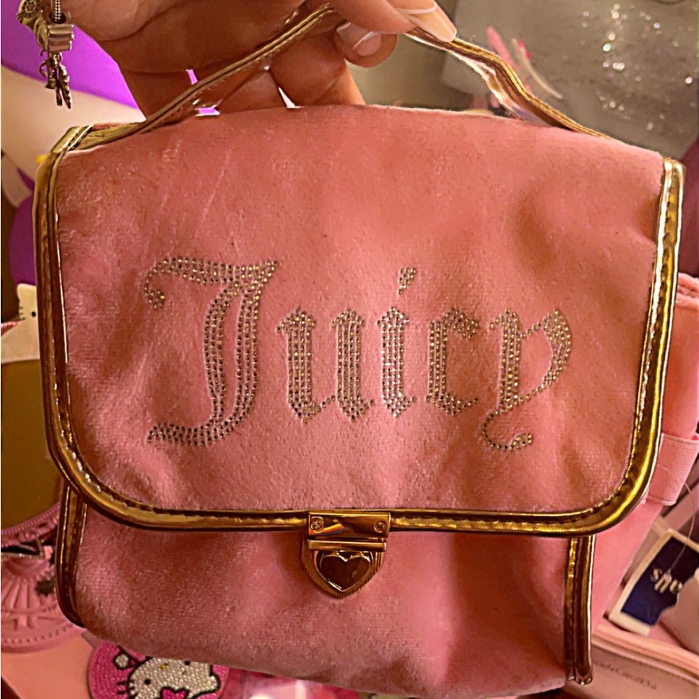 Juicy Couture Pink Makeup Bag with Gold Accents